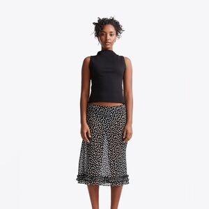 Susamusa Meadow Sheer Skirt Black White Polka Dot
